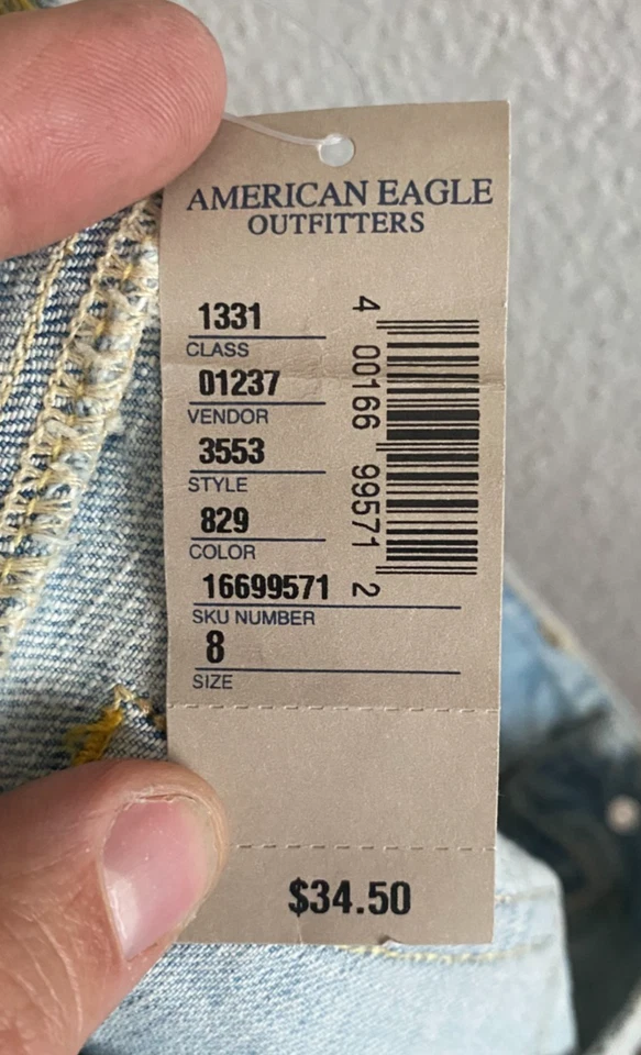 NEW American Eagle AE Shortie Denim Shorts Size 8 Distressed Boho Festival NWT - Image 3 of 4