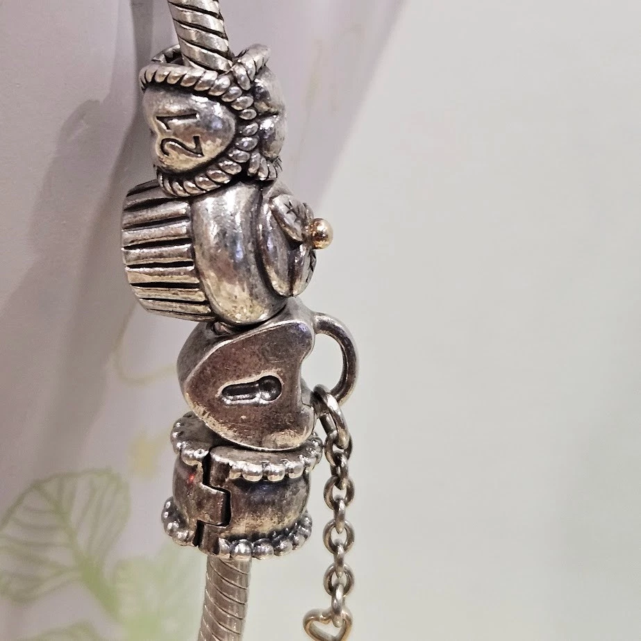 Подлинный Pandora 9 подвески 2 прокладки 925 пробы браслет змея цепочка Санта - Изображение 2 из 4