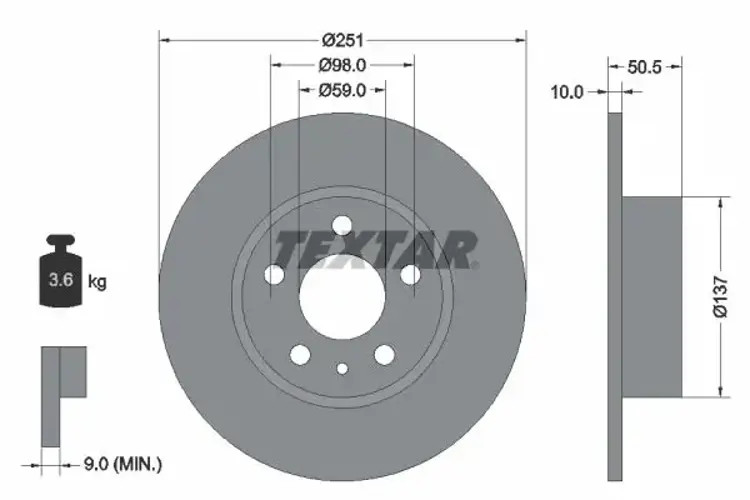 2x Brake disc solid 92046903 TEXTAR for ALFA ROMEO LANCIA - Image 4