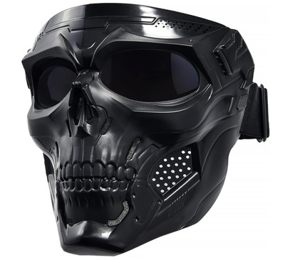 Skull Full Face Mask Grey Lens Airsoft Paintball Cosplay Costume Goggles