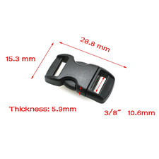 10 Pcs/Pack 3/8"5/8"3/4"1" Contoured Curved Side Release Black Plastic Buckles f