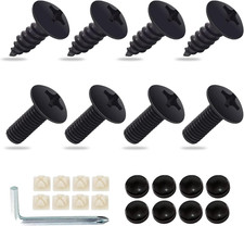 Set Of 8 License Plate Screws Stainless Steel Black Car Tag Frame Bolts
