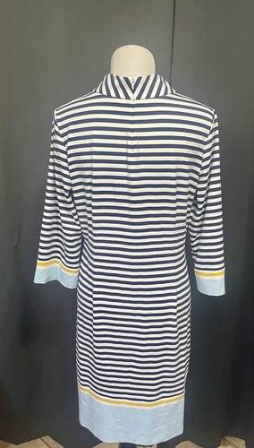 J.McLaughlin Catalina Stoff Midikleid Damen blau 3/4 Arm gestreift Größe L - Bild 3 von 10