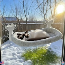 Deluxe Cat Window Perch with 6 Suction Cups, Foldable Bed Supports Up to 50LBS