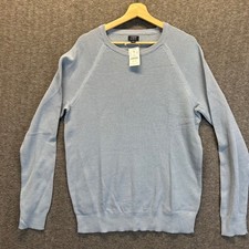 J.Crew Mens Light Blue Textured Cotton Crewneck Sweater CD617 Size L NEW