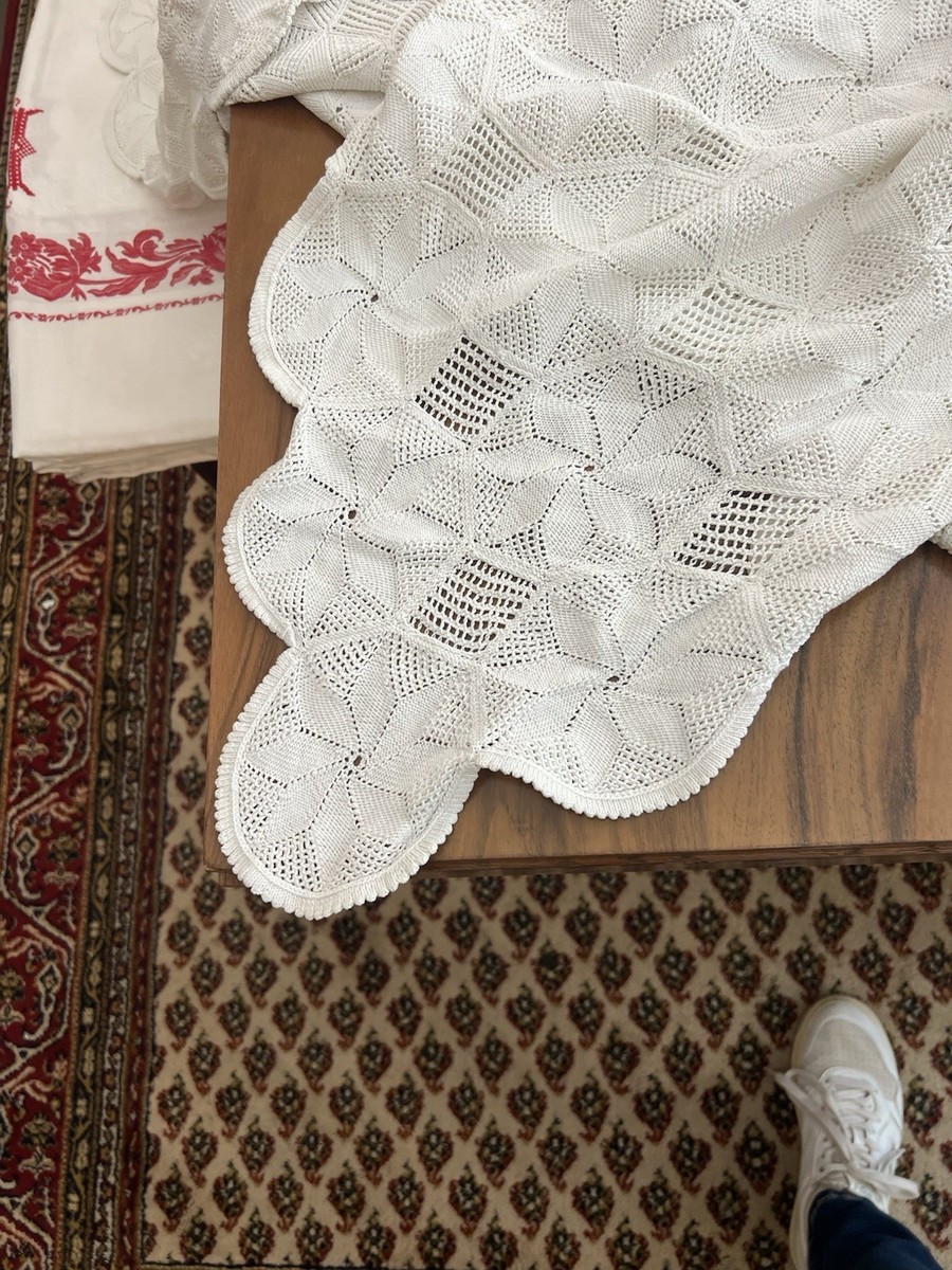 ANCIEN COUVRE LIT Au Crochet Antique Embroidered Cover Bed EUR 29,00