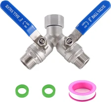 304 Stainless Steel Garden Hose Splitter 2 Way Heavy Duty, Full Flow Hose Y ...