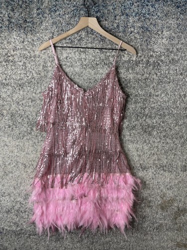 ASOS Edition Dress Womens Medium Sequin Feather Flapper Party 20s Gatsby NWT - Picture 6 of 6