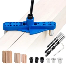 74 PCS Handheld Dowel Jig Kit, 2 in 1 Center Scriber Line Doweling Hole Jig w...