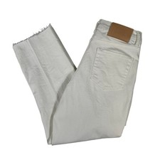 FRYE Women's Size 27 High Rise Straight Leg Raw Hem Crop Jeans Pants Crisp White