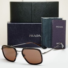 Prada Sunglasses 2017 Small Navigator Brown Gunmetal SPR 57X PR57XS 01A-8C1