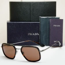 Prada Sunglasses 2017 Small Navigator Brown Gunmetal SPR 57X PR57XS 01A-8C1