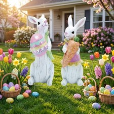 2 PCS Large Easter Decorations Outdoor Easter Yard Signs Easter Yard Decorations