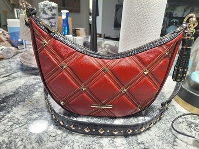 Brahmin Premire Collection Percy Crossbody Bag Red Camden Leather