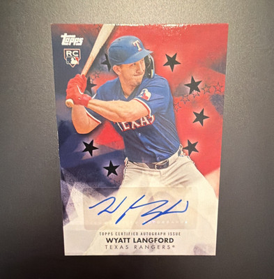 Topps 2024 Update Wyatt Langford RC Auto Black /199 #BSAU-WL Rangers