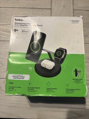 Belkin Boost Charge Pro 3-in-1 Qi2 Charging Stand w/ Magsafe WIZ023 - Black