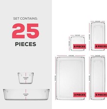 25 PCS Clear Plastic Drawer Organizers Set, 4-Size Versatile Bathroom and Vanity