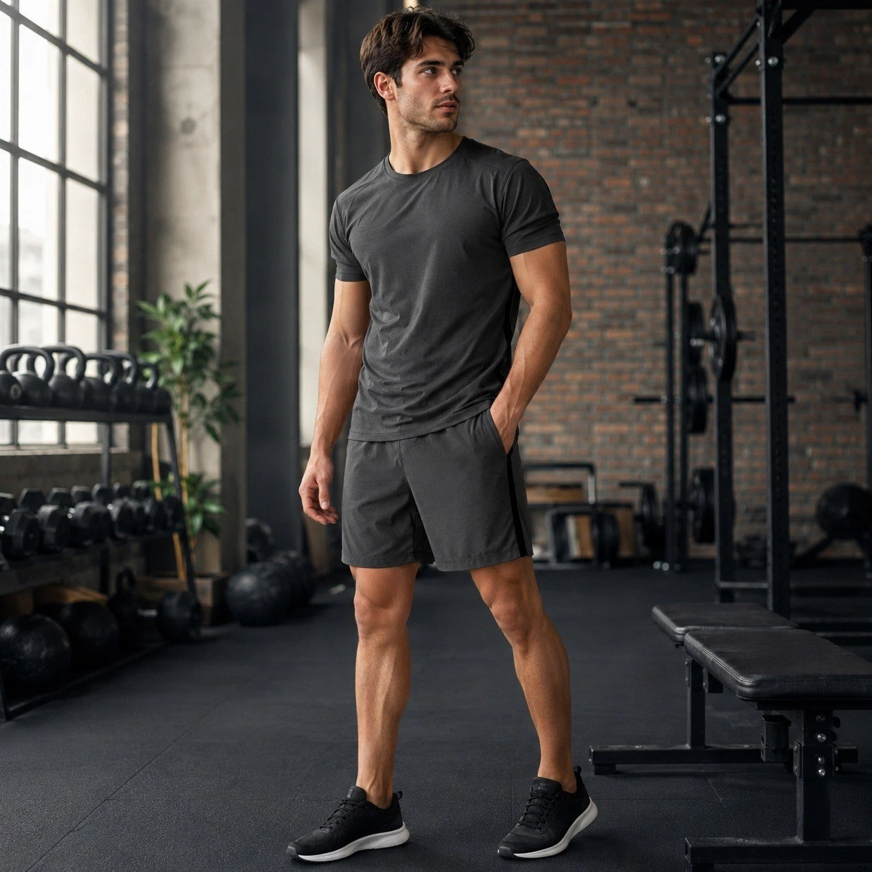Asics Run Shorts Mens XL Gray Black Double Stripe Athletic Training MS2016CW NWT
