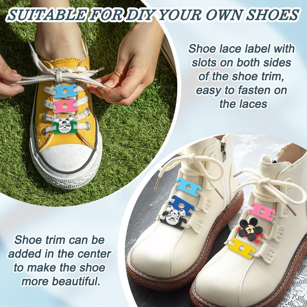 36Pcs 9 Colors Shoe Lace Charms Colorful Shoelaces Decorations Clips PVC Shoe La