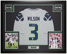 Russell Wilson Autographed & Framed Gray Seahawks Jersey Auto Wilson COA