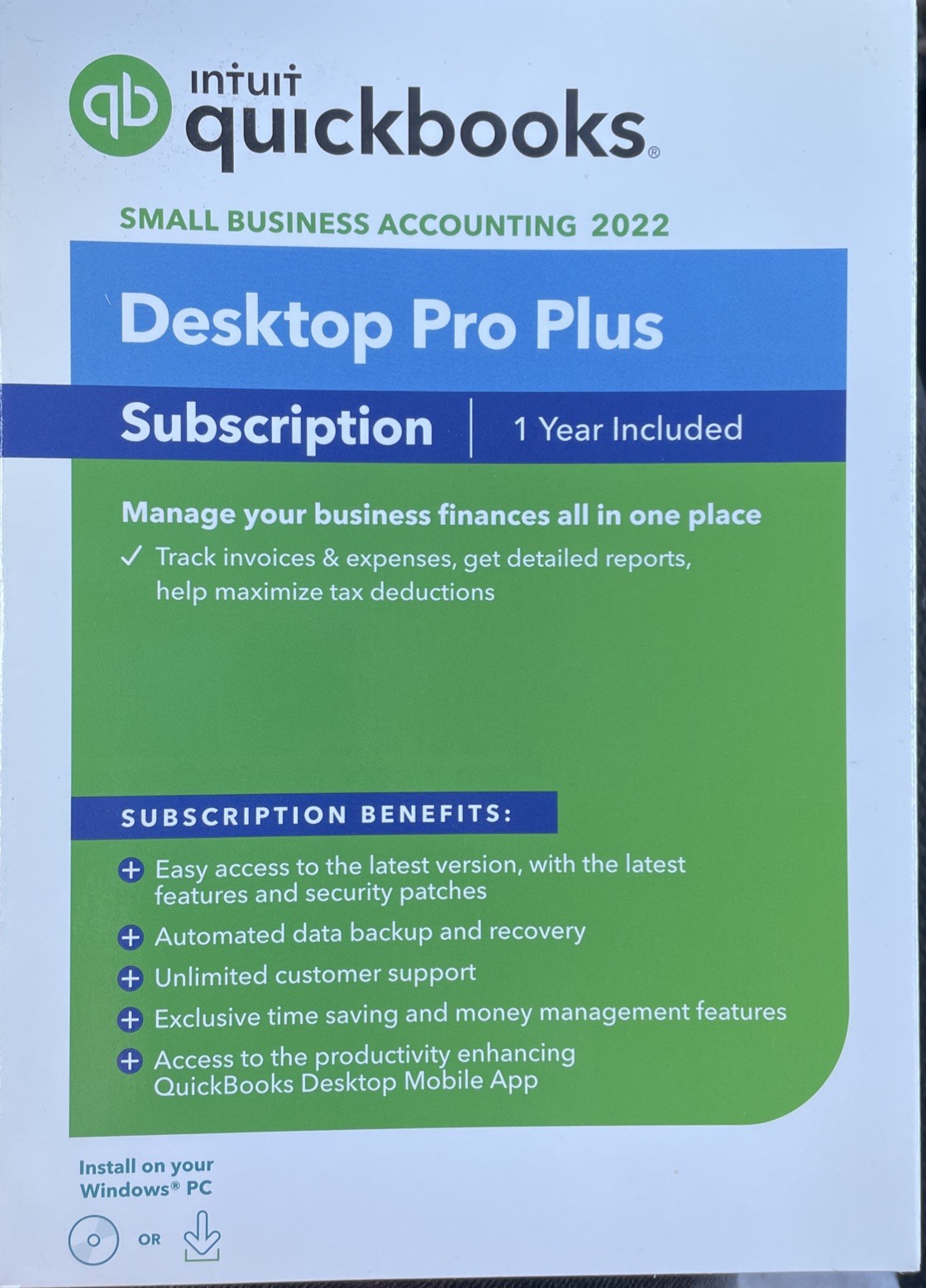 Sealed intuit quickbooks desktop pro plus small business accounting 2022