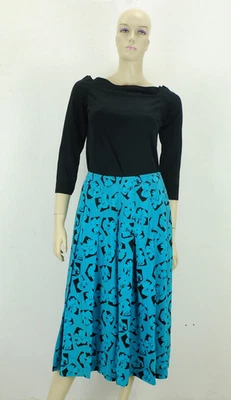 vintage 80er guy laroche paris ROCK seide seidenrock schwarz türkis gr. 38 - Bild 1 von 4