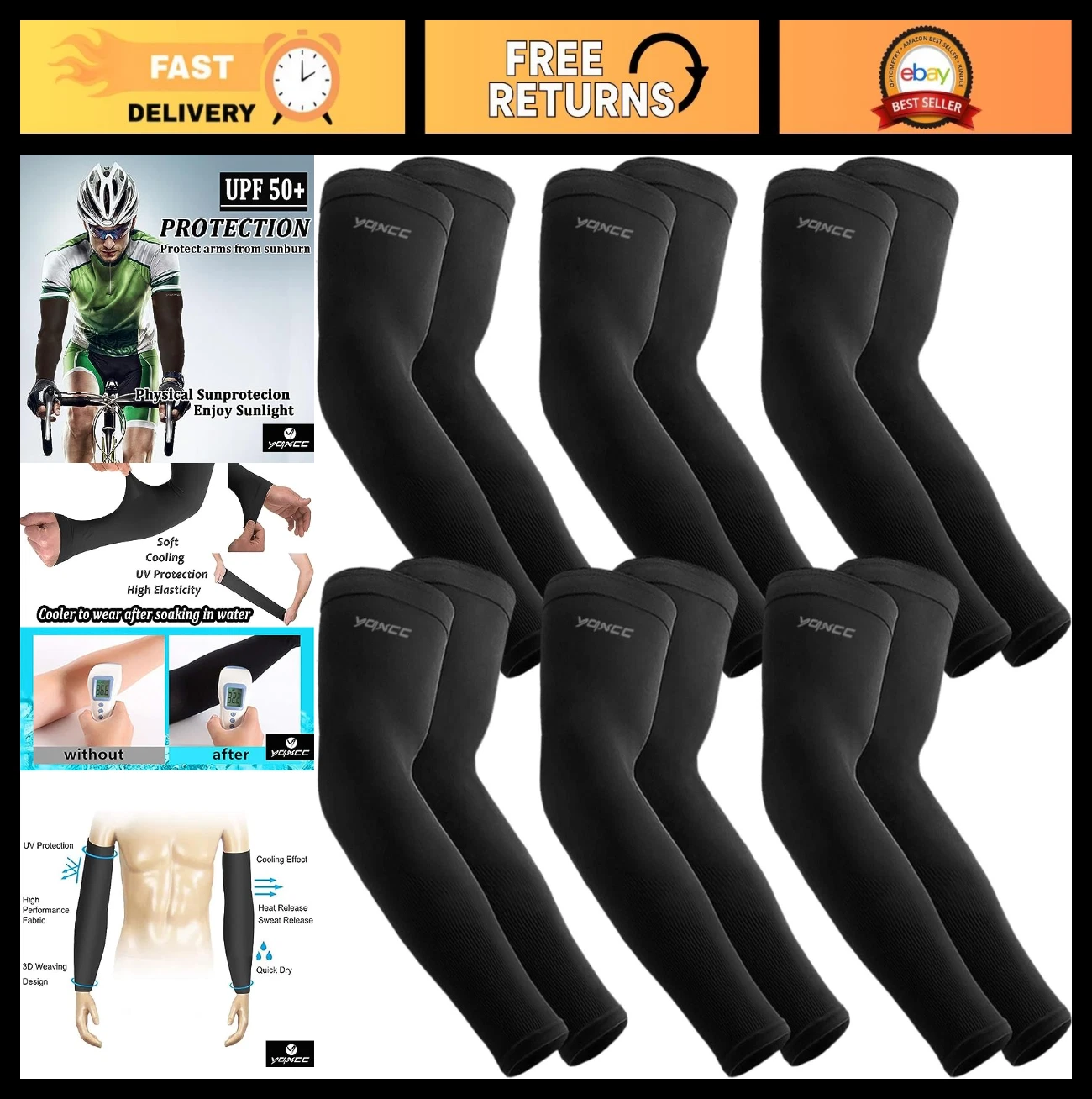 6 Pairs Cooling Arm Sleeves | UV Sun Protection | Sports Compression for Men & W
Opens in a new wind