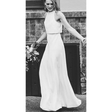 NWT Anthropologie BHLDN Jill Stuart Iva Crepe Maxi Dress Wedding Bridal White 0
