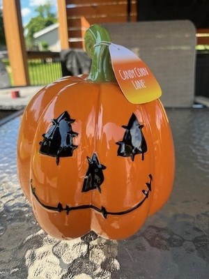 Candy Corn Lane Jack-o-Lantern Pumpkin  Stitched Clay works Halloween.