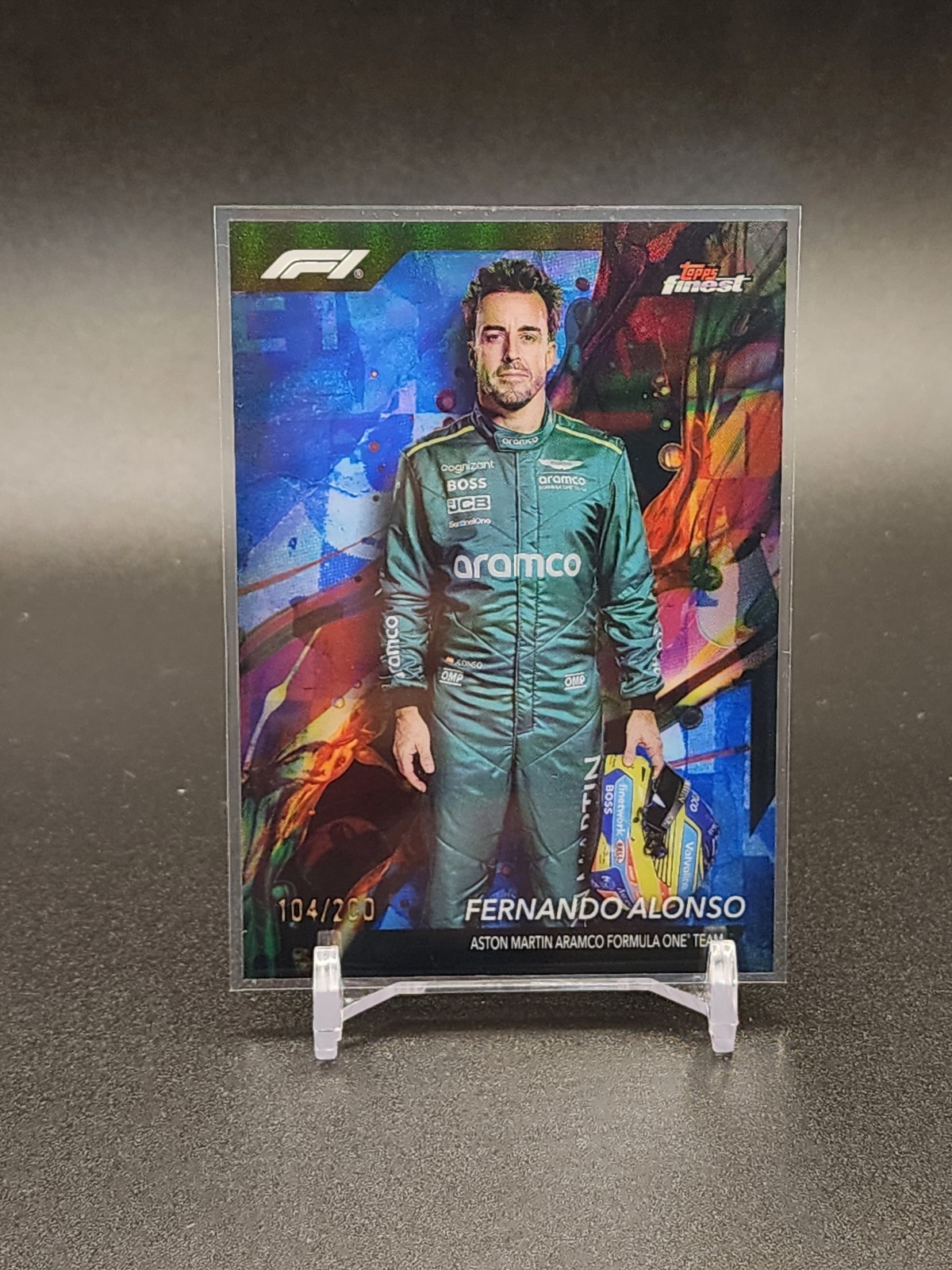 Fernando Alonso 2024 Topps Finest Formula 1 #97 Common Blue Refractor #'d /200