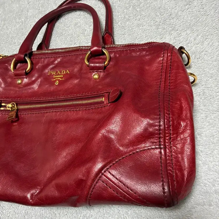 Prada Red Vitello Shine Tote/Shoulder Bag - Lightly Used thumbnail 7