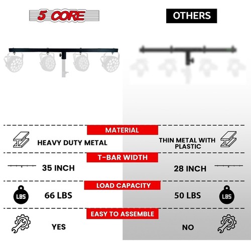 5 Core DJ Lighting T Bar 4 Party Lights Extension Crossbar Tbar 66 lbs Capacity - Picture 8 of 9