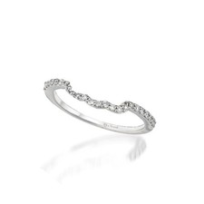 LeVian 14K White Gold Pavé Diamond Curve Band Ring Minimalist Jewelry for Women