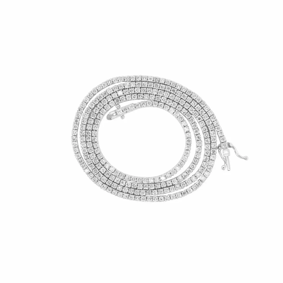 7Ct Round Cut Lab Created Diamond Women's Tennis Necklace 14K White Gold Plated - Image 3 of 4