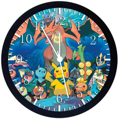 Pikachu Cartoon Wall Clock 12'' Large Personalized option with adding names E373