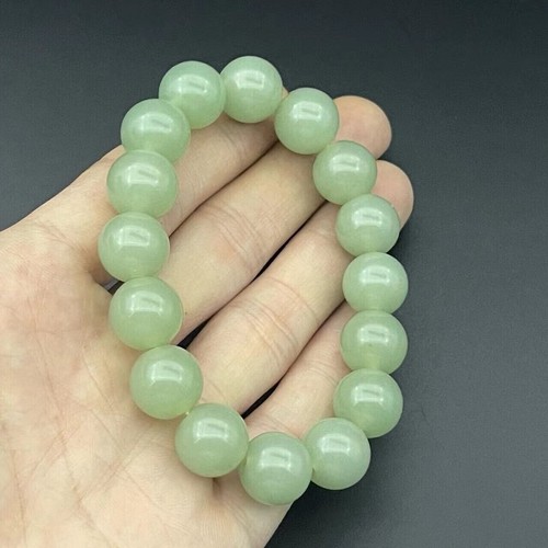 Chinesisches natürliches Hetian Jade handgeschnitzt exquisites rundes Perlenarmband - Bild 6 von 7