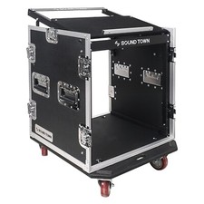 Sound Town 12U PA DJ Rack/Road Case w/ 11U Slant Mixer Top, Casters STMR-S12UW 