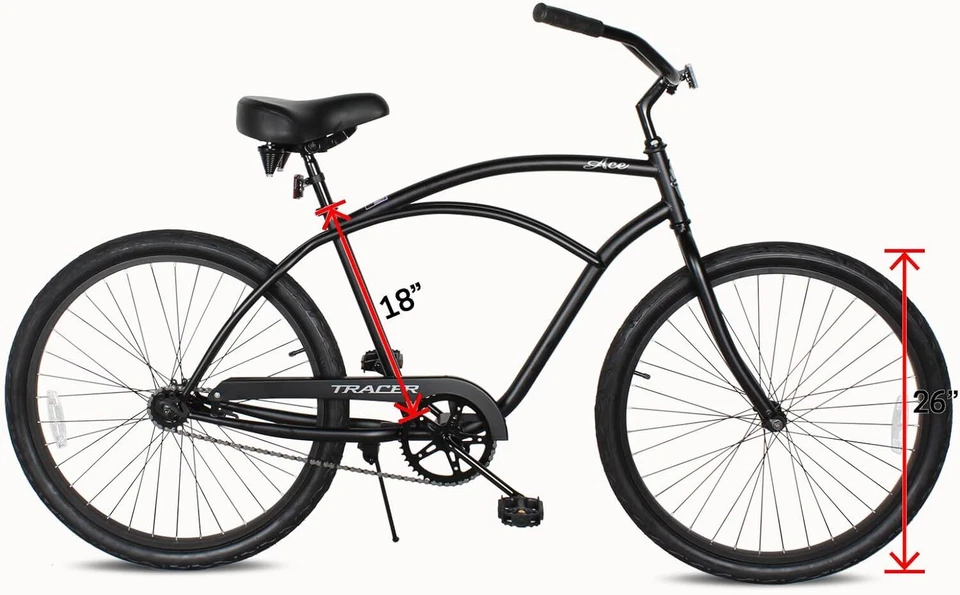 Bicicletas Beach Cruiser de 26" de una sola velocidad para hombre bicicleta retro Hi-Ten marco de acero  Foto 2 de 4