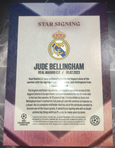 Jude Bellingham /25 Topps Summer Signings Real Madrid Soccer Card - Picture 3 of 3