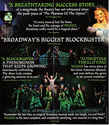 Wicked Gershwin Theatre Broadway NYC NY Lot of 42 Brochures