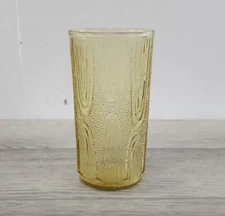 Vintage Anchor Hocking Glass Amber Textured Ice Tea Glass Tumbler