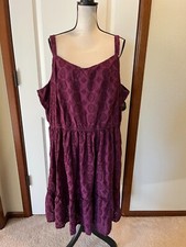 LANE BRYANT Women Plus Size 28 Purple Embroidery Fit & Flare Dress