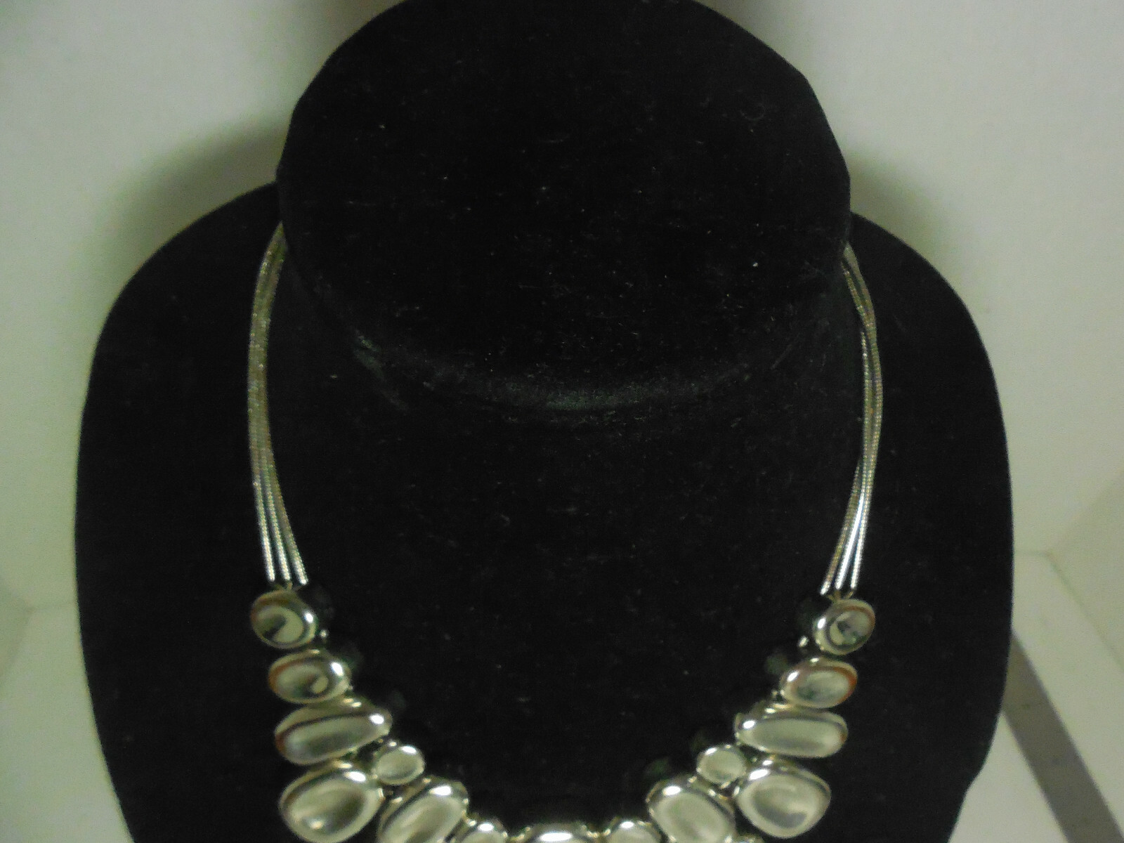 Chico's Silver Tone Chunky Statement Bib Necklace - image 3