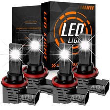4X H11 H11 2-Side LED Headlight Kit High Low Beam Bulbs-Super Bright 6500K White