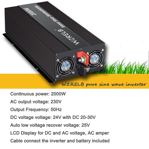 2000W Spannungswandler 24V to 230V Reiner Sinus-Wechselrichter LCD Solar Haus RV - Bild 2 von 8