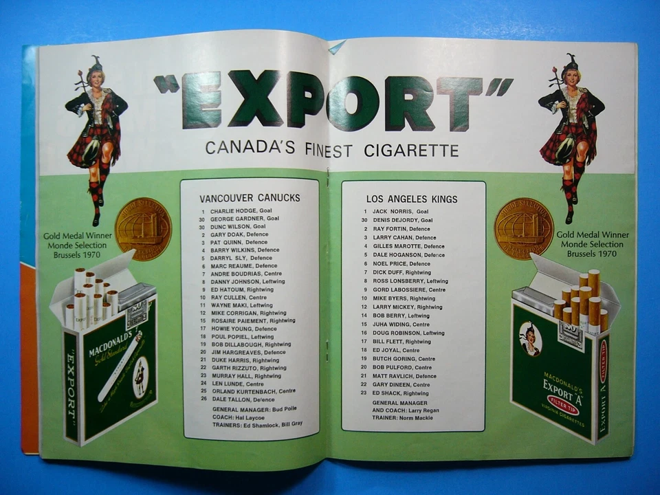 1970/71 VANCOUVER CANUCK LOS ANGELES KINGS FIRST NHL PROGRAM CHARLIE HODGE AUTO - Image 3 of 4