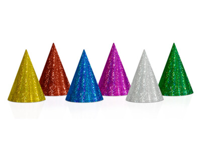 20 Partyhüte Hologramm Glitzer Partyhütchen Silvester Geburtstag Fasching bunt