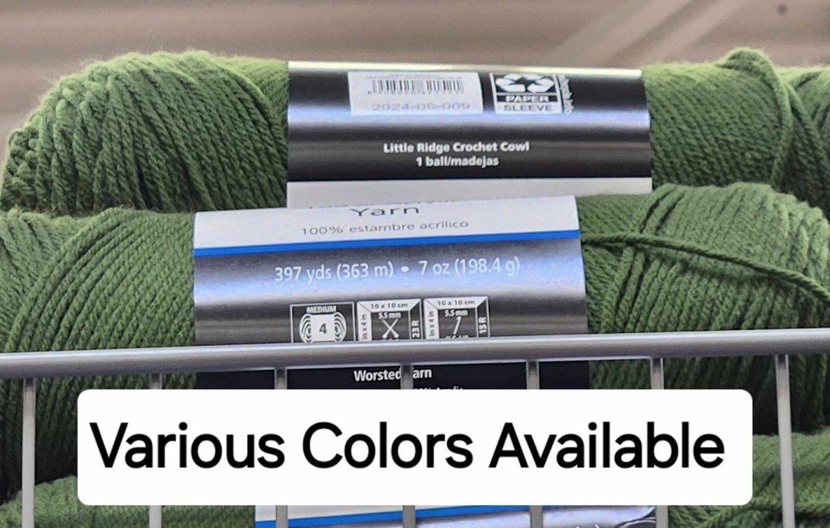 Mainstays Medium Acrylic Yarn, 397 yd Various Colors Price Per