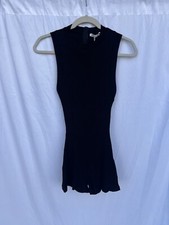 Zara Romper Ribbed Sleeveless Open Back Solid Black One Piece Size Small
