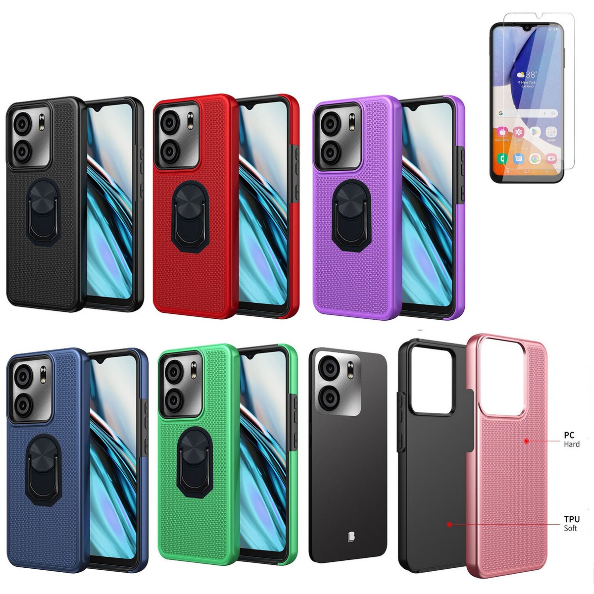 スマートフォン本体 good as new. complete box and cover case For Blu View 5 (B160V) Case Dual Layered Rugged Cover with